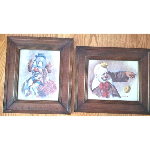 VTG Pair Arthur Sarnoff Clown Picture Prints Ringo And Coco The Clowns Framed - Picture 1 of 10